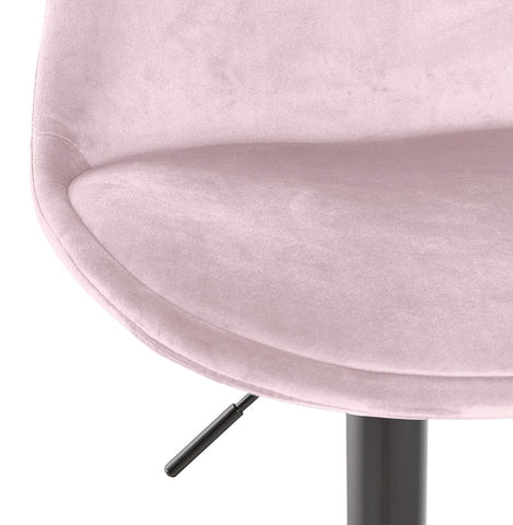 Adjustable stool 'MIKE' made of pink velvet with black leg