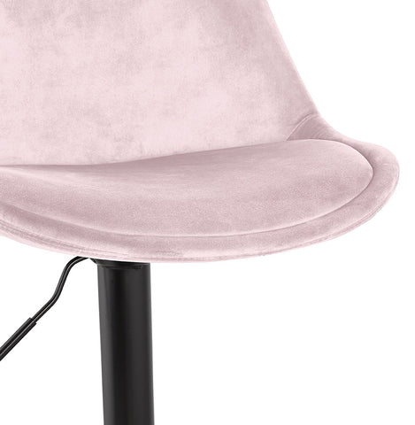 Adjustable stool 'MIKE' made of pink velvet with black leg