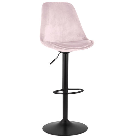 Adjustable stool 'MIKE' made of pink velvet with black leg