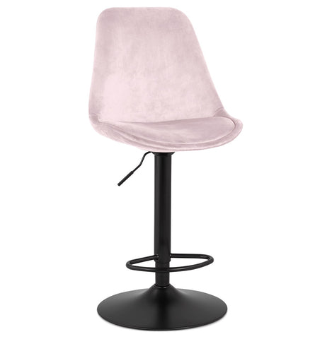 Adjustable stool 'MIKE' made of pink velvet with black leg