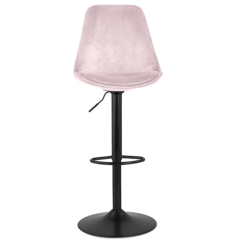 Adjustable stool 'MIKE' made of pink velvet with black leg