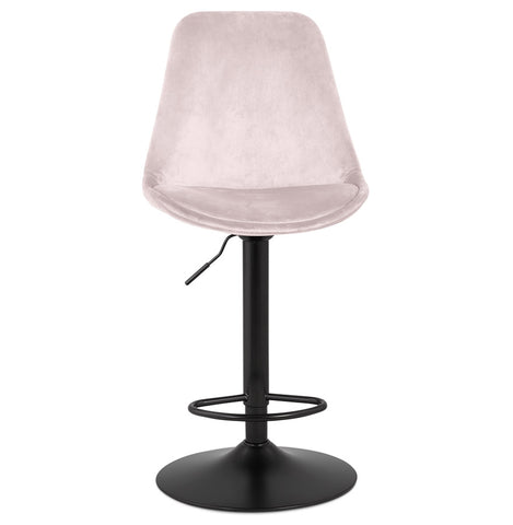 Adjustable stool 'MIKE' made of pink velvet with black leg