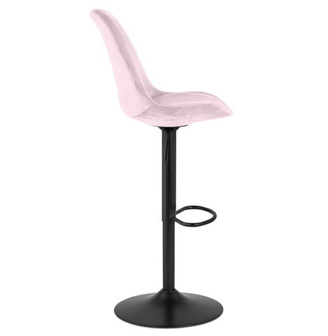 Adjustable stool 'MIKE' made of pink velvet with black leg