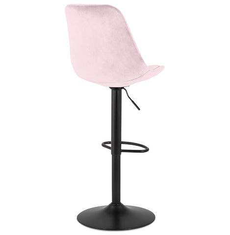 Adjustable stool 'MIKE' made of pink velvet with black leg