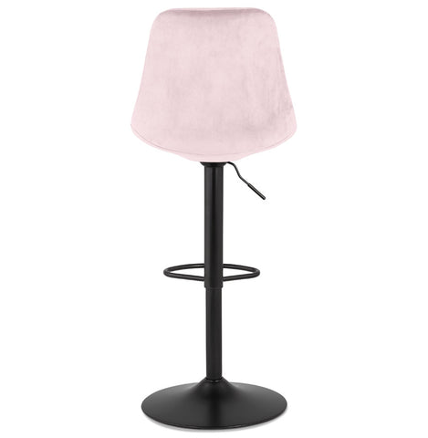 Adjustable stool 'MIKE' made of pink velvet with black leg