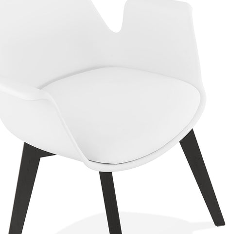 Armchair 'MISTRAL' white with legs in black wood