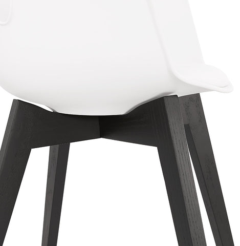 Armchair 'MISTRAL' white with legs in black wood