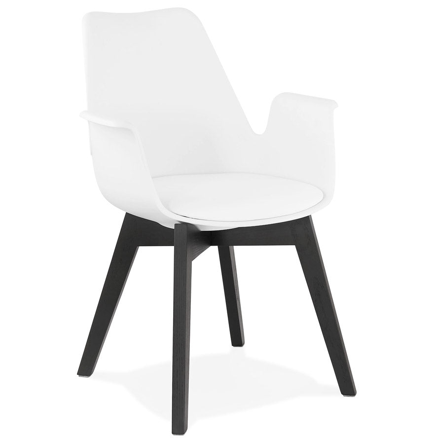 Armchair 'MISTRAL' white with legs in black wood