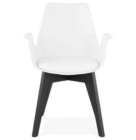 Armchair 'MISTRAL' white with legs in black wood