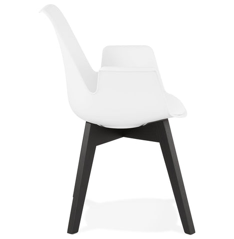 Armchair 'MISTRAL' white with legs in black wood