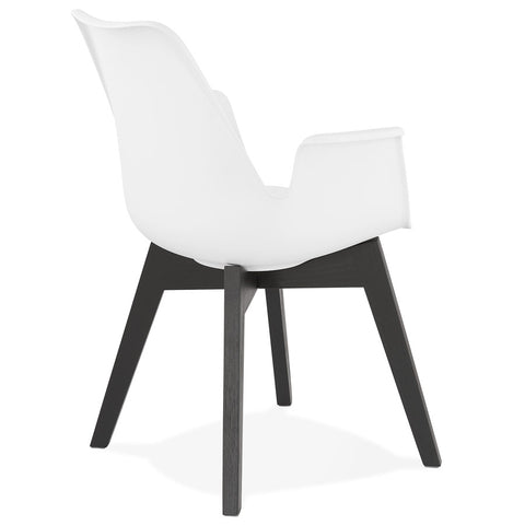 Armchair 'MISTRAL' white with legs in black wood