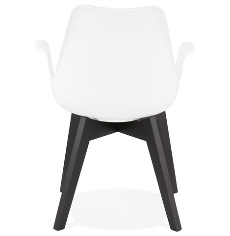 Armchair 'MISTRAL' white with legs in black wood