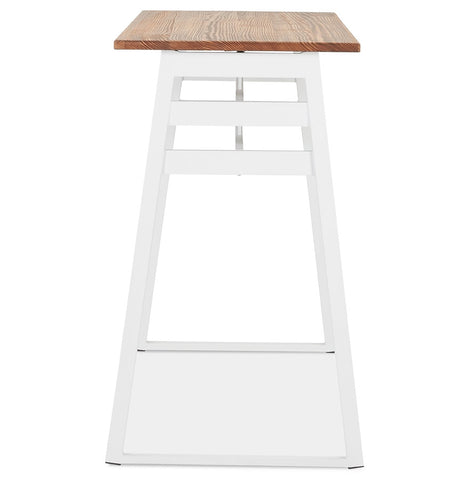 Hoge bartafel 'NIKI' in donker massief hout met witte metalen poot - 150x60 cm