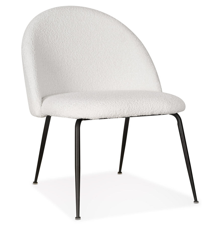 Lounge fauteuil 'NORVEGIA' in witte bouclé stof en zwart metaal