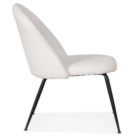 Lounge fauteuil 'NORVEGIA' in witte bouclé stof en zwart metaal