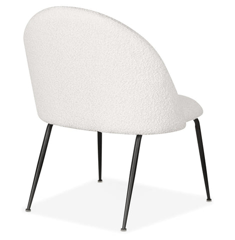 Lounge fauteuil 'NORVEGIA' in witte bouclé stof en zwart metaal