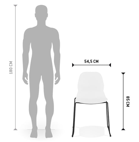 White designer chair 'NUMERIK' with legs in black metal