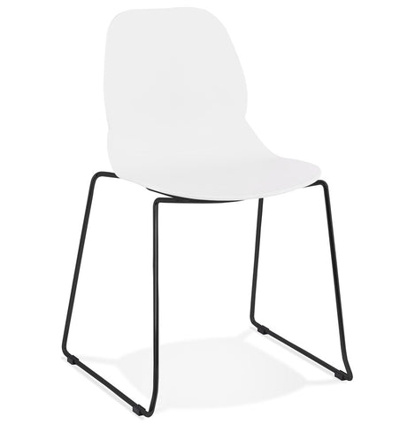 White designer chair 'NUMERIK' with legs in black metal