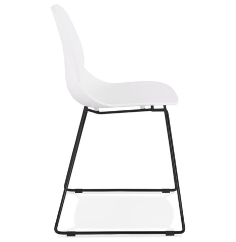 White designer chair 'NUMERIK' with legs in black metal