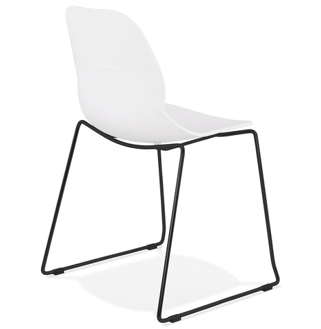 White designer chair 'NUMERIK' with legs in black metal