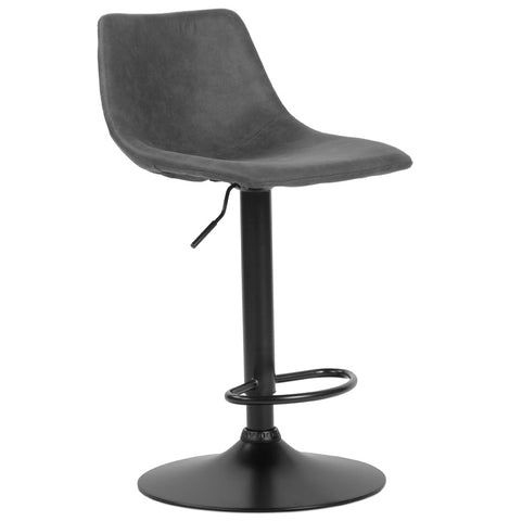 Adjustable design stool 'OMALET' in dark gray microfiber with black metal legs