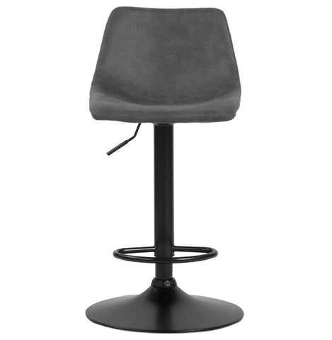 Adjustable design stool 'OMALET' in dark gray microfiber with black metal legs