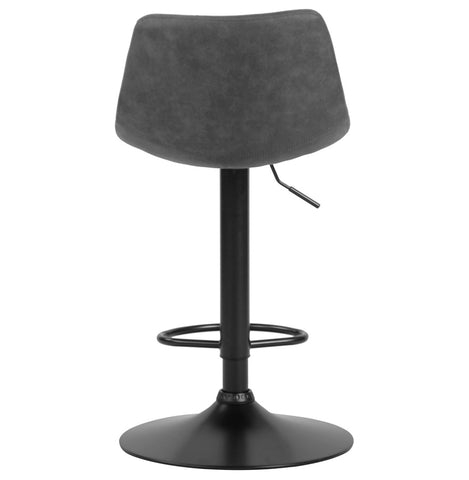 Adjustable design stool 'OMALET' in dark gray microfiber with black metal legs