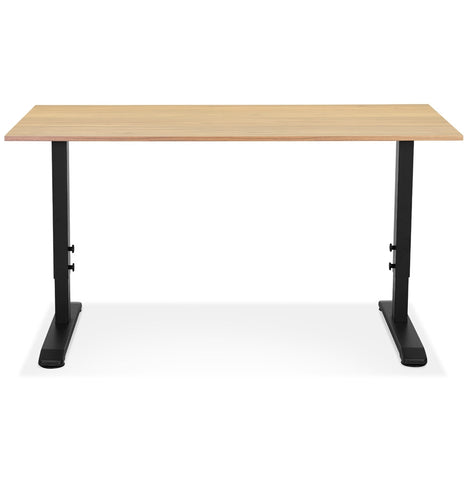 Hoogte verstelbaar bureau 'OSMOSE' in naturel afgewerkt hout en zwart metaal - 140x70 cm