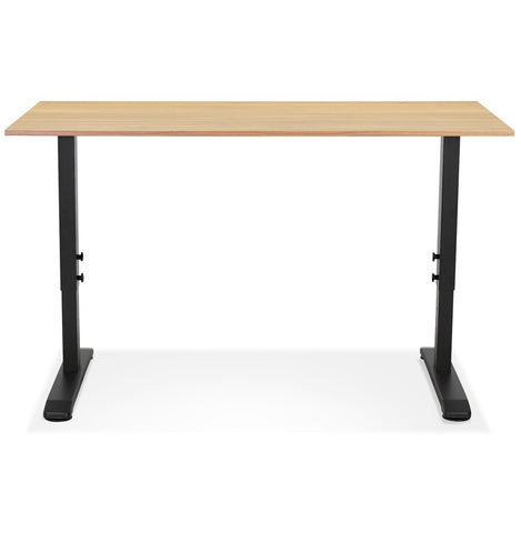 Hoogte verstelbaar bureau 'OSMOSE' in naturel afgewerkt hout en zwart metaal - 140x70 cm