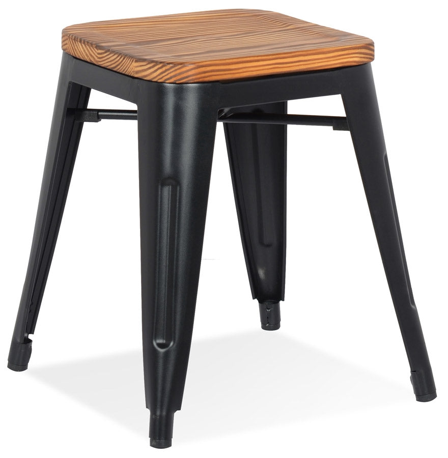 Black metal low stool 'PEPINO' industrial style