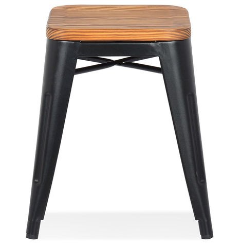 Black metal low stool 'PEPINO' industrial style