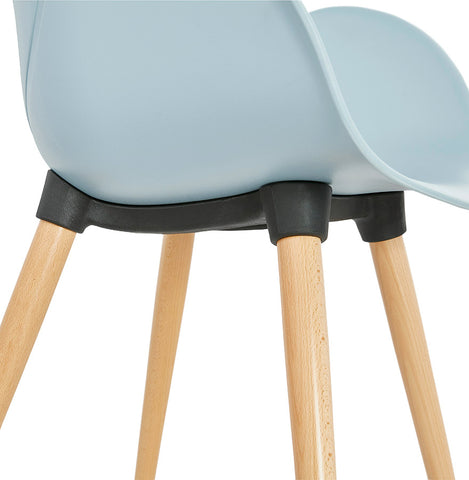 Scandinavian design chair 'PICATA' blue with wooden legs