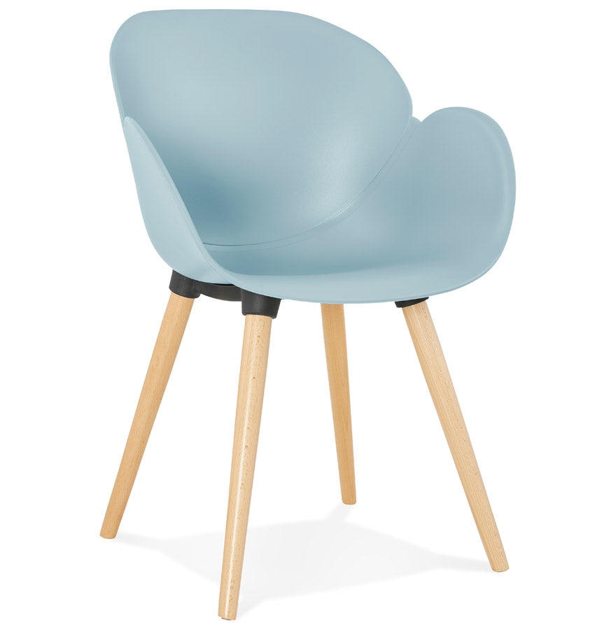 Scandinavian design chair 'PICATA' blue with wooden legs