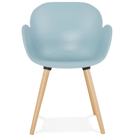 Scandinavian design chair 'PICATA' blue with wooden legs