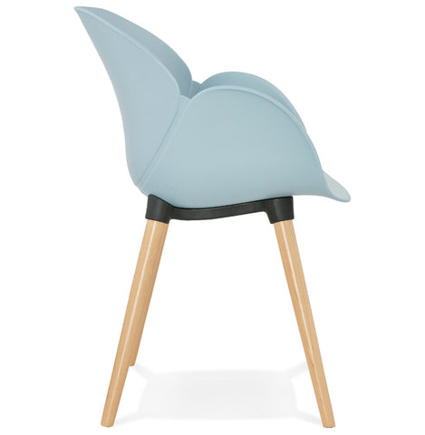 Scandinavian design chair 'PICATA' blue with wooden legs