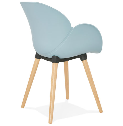 Scandinavian design chair 'PICATA' blue with wooden legs