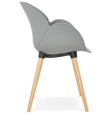 Scandinavische design stoel 'PICATA' grijs met houten poten