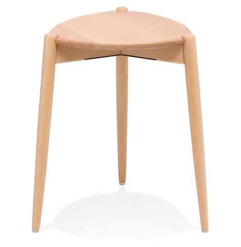 Low stackable stool 'PINTADO' of natural wood