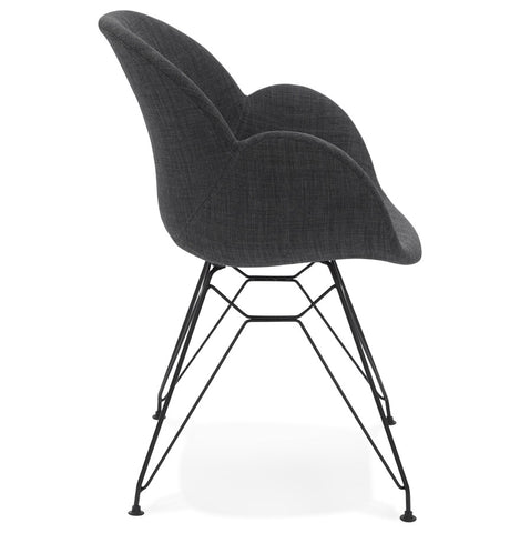 Designer chair 'PLANET' in dark gray fabric with black metal feet