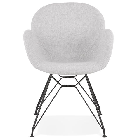 Designer chair 'PLANET' in light gray fabric with black metal base