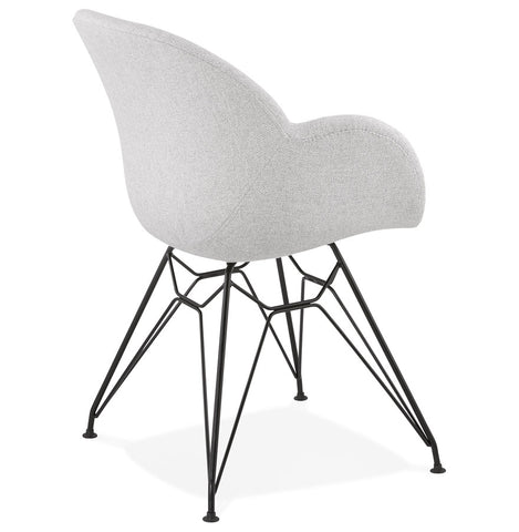 Designer chair 'PLANET' in light gray fabric with black metal base