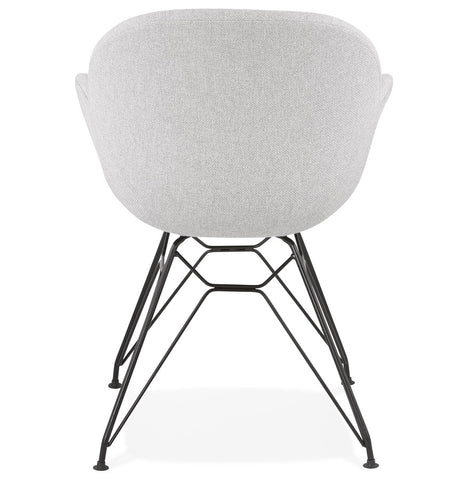 Designer chair 'PLANET' in light gray fabric with black metal base