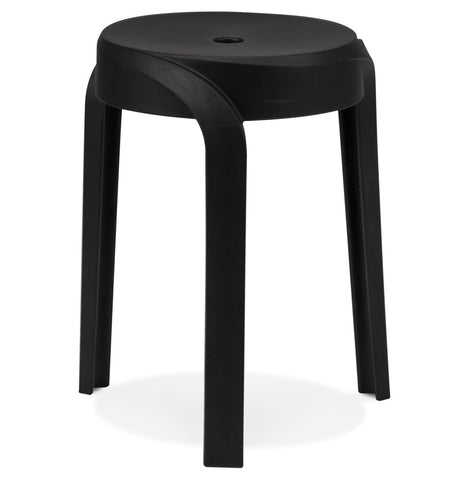 Stackable low stool 'POMPA' in black plastic