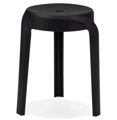 Stackable low stool 'POMPA' in black plastic