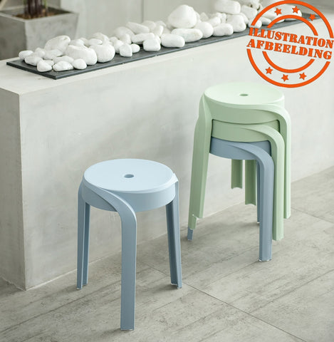 Stackable low stool 'POMPA' in blue plastic