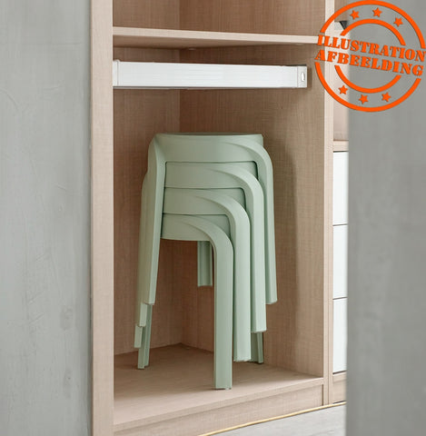 Stackable low stool 'POMPA' in light green plastic