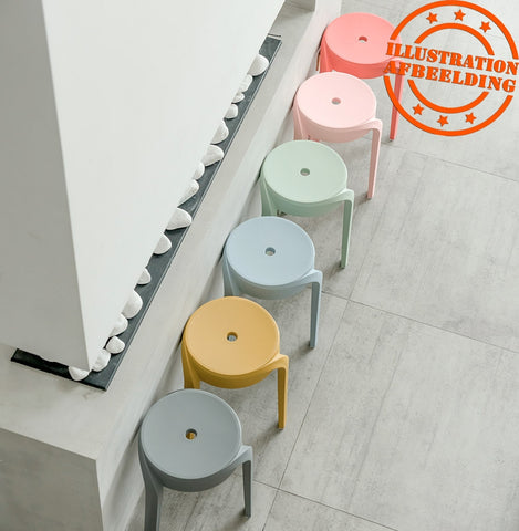 Stackable low stool 'POMPA' in light green plastic