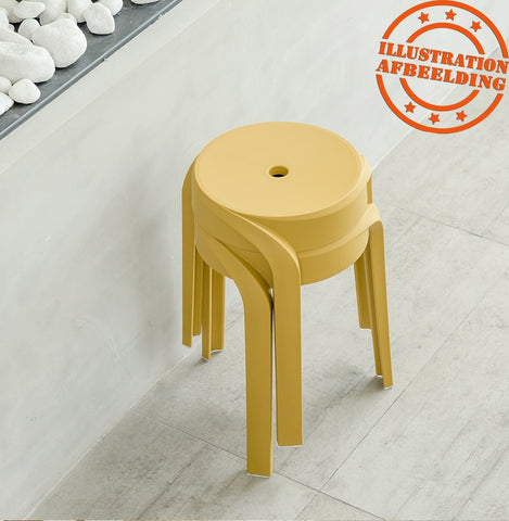 Stackable low stool 'POMPA' in mustard yellow plastic