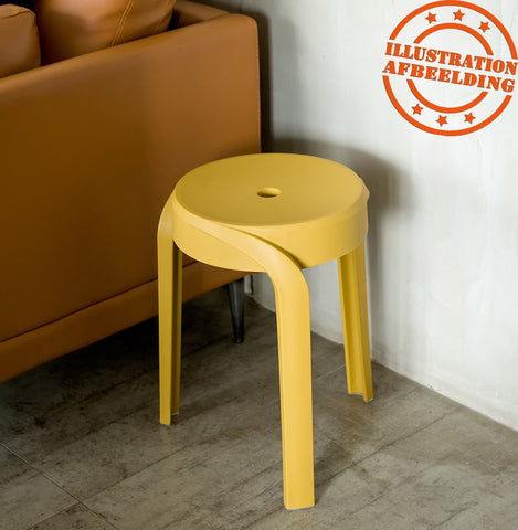 Stackable low stool 'POMPA' in mustard yellow plastic