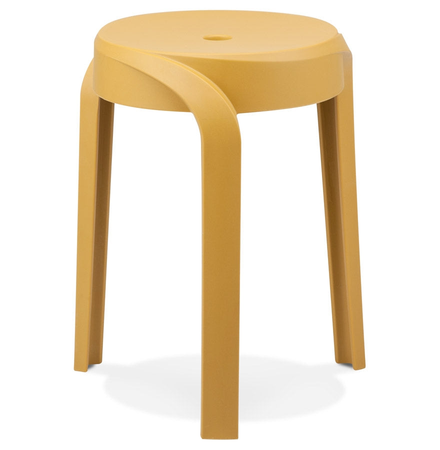 Stackable low stool 'POMPA' in mustard yellow plastic